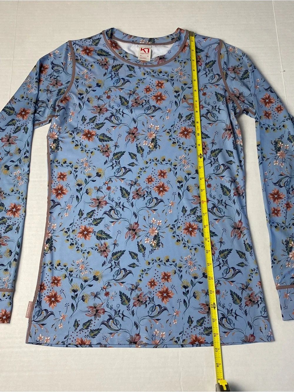 Kari Traa Fryd Baselayer Long Sleeve Shirt Blue Floral Medium - Picture 10 of 10